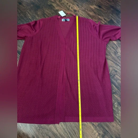 Karen Scott Core Cardigan Open Front Merlot Womens Size 2X NWT Fall Workwear - Picture 7 of 10